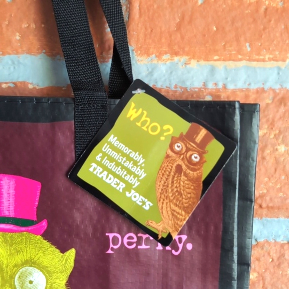 NWT Trader Joe's Who? Perky Owl Uni-corny Reusable‎ Tote Bag 🛍️ - Picture 2 of 7